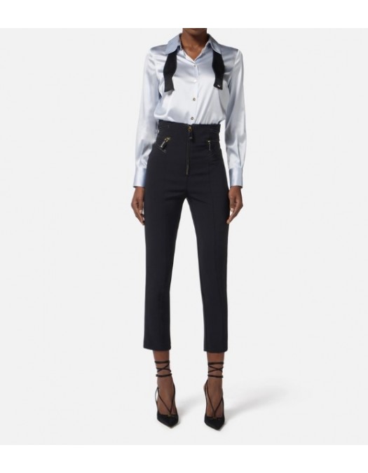 CAMASA ELISABETTA FRANCHI, Silk satin blouse with bow tie, Slim - CA10756E2EF1 CAMASA ELISABETTA FRANCHI, Silk satin blouse with bow tie, Slim - CA10756E2EF1