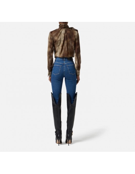 Bluza ELISABETTA FRANCHI ,Blouse in voile fabric with python print - CA12857E2EL1