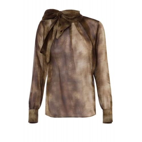 Bluza ELISABETTA FRANCHI ,Blouse in voile fabric with python print Bluza ELISABETTA FRANCHI ,Blouse in voile fabric with python print