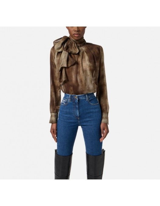 Bluza ELISABETTA FRANCHI ,Blouse in voile fabric with python print - CA12857E2EL1