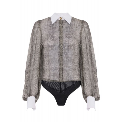 Camasa ELISABETTA FRANCHI ,Bodysuit with python print and collar Camasa ELISABETTA FRANCHI ,Bodysuit with python print and collar
