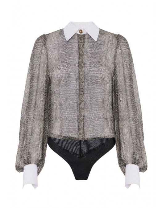 Camasa ELISABETTA FRANCHI ,Bodysuit with python print and collar - CB00657E2110