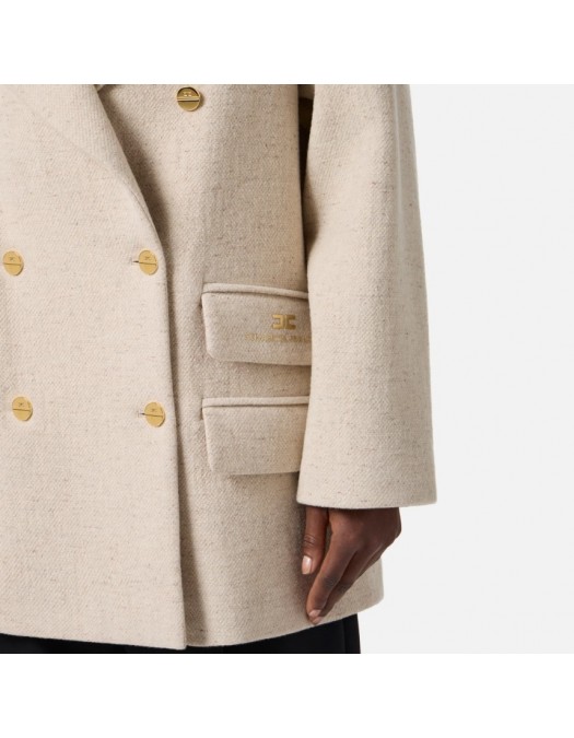Palton ELISABETTA FRANCHI,Peacoat in wool cloth,Over fit - CP01156E3DZ9 Palton ELISABETTA FRANCHI,Peacoat in wool cloth,Over fit - CP01156E3DZ9