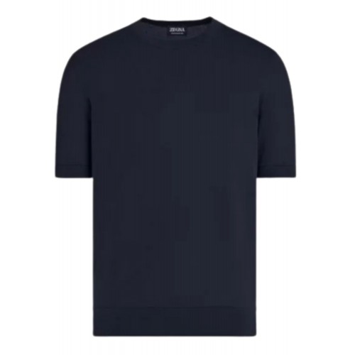 Tricou Zegna, Navy Blue Premium Cotton Tricou Zegna, Navy Blue Premium Cotton