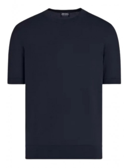 Tricou Zegna, Navy Blue Premium Cotton - E8C90A7C10B09