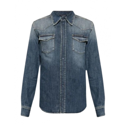 Camasa DOLCE &  GABBANA, Black Logo, Denim Camasa DOLCE &  GABBANA, Black Logo, Denim