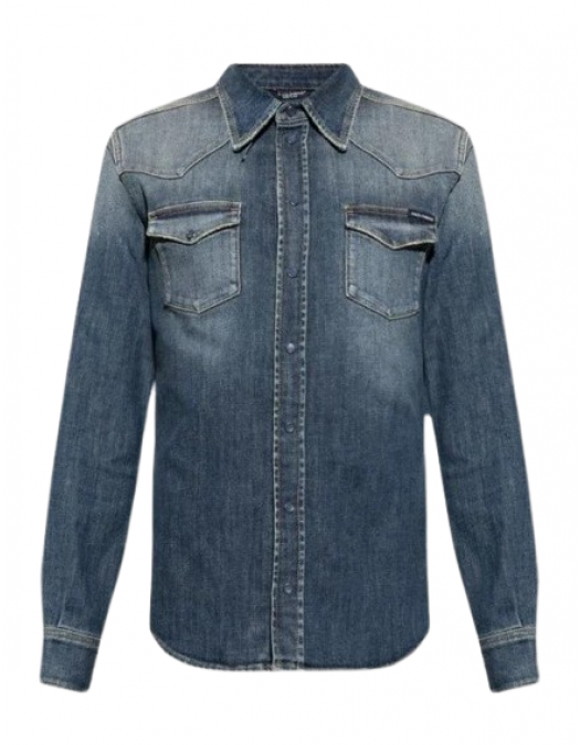 Camasa DOLCE &  GABBANA, Black Logo, Denim - G5JC8DG8GW9S9001