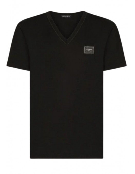 Tricou Dolce&Gabbana, Negru, Logo Atasat - G8KK0TFU7EQN0000 Tricou Dolce&Gabbana, Negru, Logo Atasat - G8KK0TFU7EQN0000
