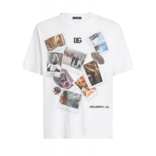 TRICOU DOLCE & GABBANA, Postcard Print, White TRICOU DOLCE & GABBANA, Postcard Print, White