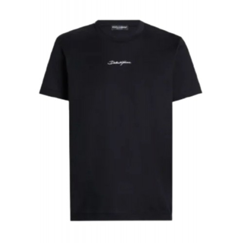 TRICOU DOLCE & GABBANA, White Logo Embroidered, Navy Blue TRICOU DOLCE & GABBANA, White Logo Embroidered, Navy Blue
