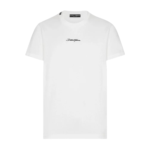 Tricou Dolce & Gabbana, Calligraphic Logo Print, White Tricou Dolce & Gabbana, Calligraphic Logo Print, White