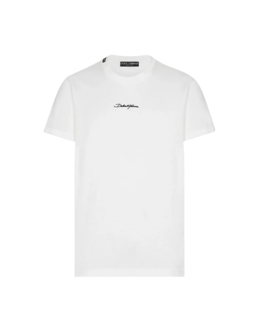 Tricou Dolce & Gabbana, Calligraphic Logo Print, White - G8RN8ZG7NUBW0111