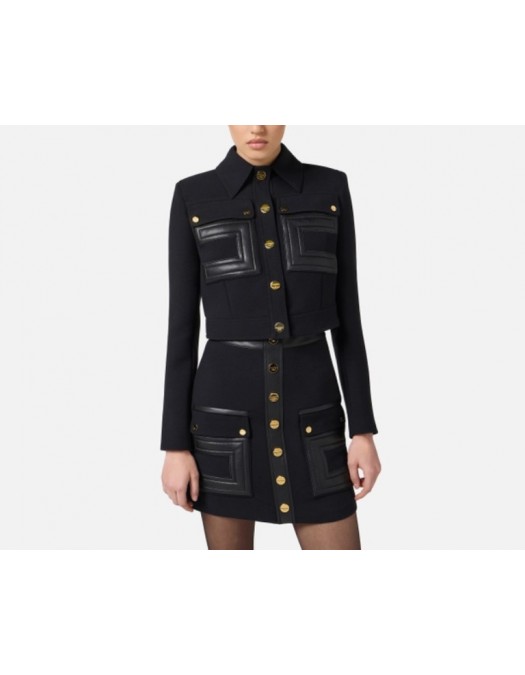 Jacheta ELISABETTA FRANCHI ,double-layer crêpe fabric with logo details - GI15957E2110