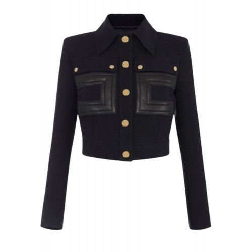 Jacheta ELISABETTA FRANCHI ,double-layer crêpe fabric with logo details Jacheta ELISABETTA FRANCHI ,double-layer crêpe fabric with logo details