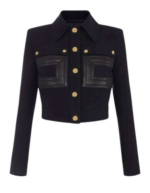 Jacheta ELISABETTA FRANCHI ,double-layer crêpe fabric with logo details - GI15957E2110