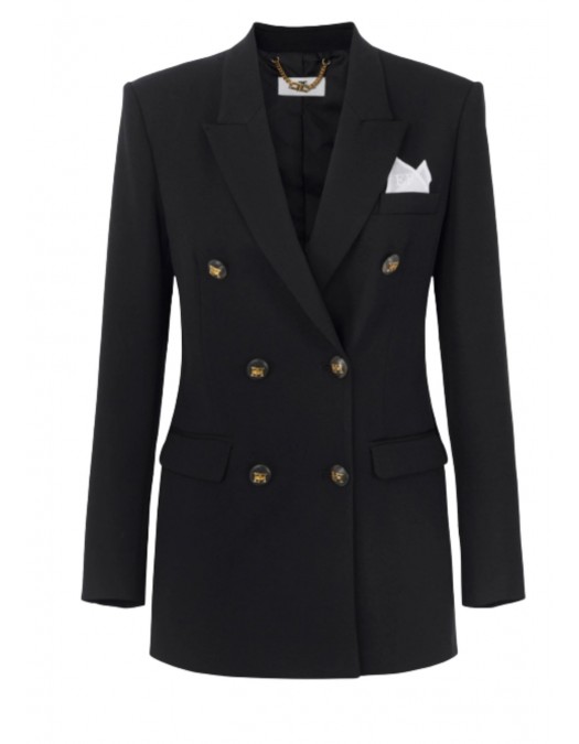 Sacou ELISABETTA FRANCHI,Jacket in cotton gabardine fabric with breast pocket - GI16156E2EA3 Sacou ELISABETTA FRANCHI,Jacket in cotton gabardine fabric with breast pocket - GI16156E2EA3