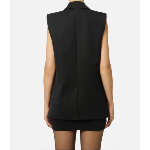 Vesta ELISABETTA FRANCHI,Cotton gabardine waistcoat with jewel buttons Vesta ELISABETTA FRANCHI,Cotton gabardine waistcoat with jewel buttons
