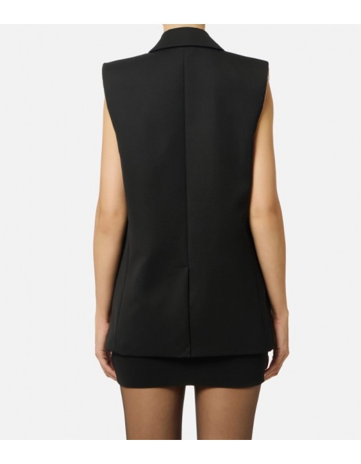 Vesta ELISABETTA FRANCHI,Cotton gabardine waistcoat with jewel buttons - GI18857E2110