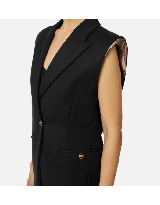 Vesta ELISABETTA FRANCHI,Cotton gabardine waistcoat with jewel buttons - GI18857E2110