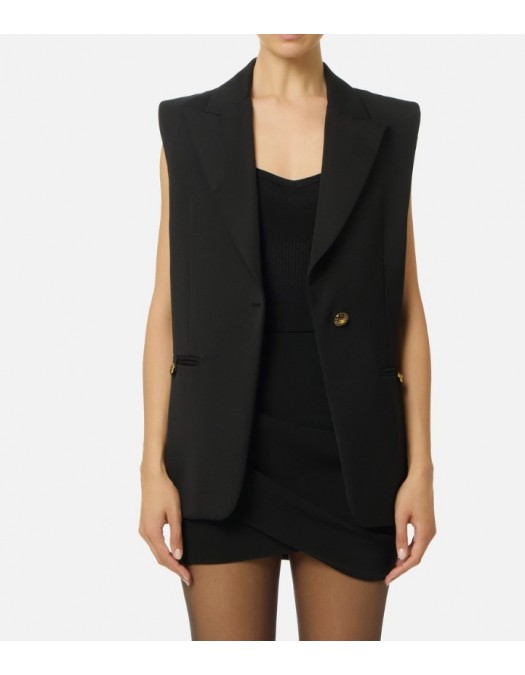 Vesta ELISABETTA FRANCHI,Cotton gabardine waistcoat with jewel buttons - GI18857E2110