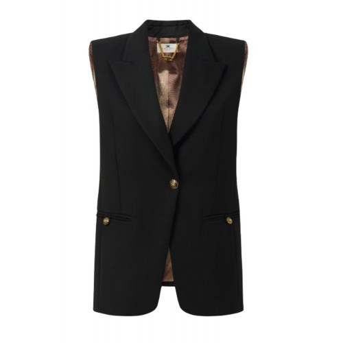 Vesta ELISABETTA FRANCHI,Cotton gabardine waistcoat with jewel buttons Vesta ELISABETTA FRANCHI,Cotton gabardine waistcoat with jewel buttons