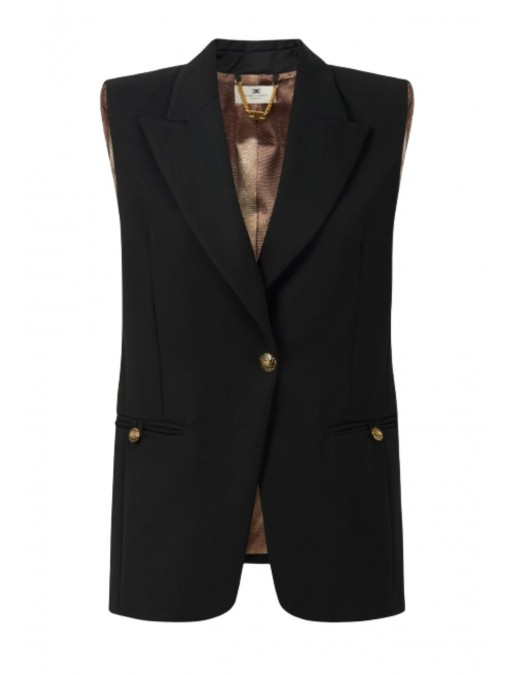 Vesta ELISABETTA FRANCHI,Cotton gabardine waistcoat with jewel buttons - GI18857E2110