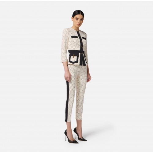 SACOU ELISABETTA FRANCHI, Bi-color double crepe jacket SACOU ELISABETTA FRANCHI, Bi-color double crepe jacket