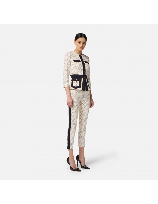 SACOU ELISABETTA FRANCHI, Bi-color double crepe jacket - GIS0156E2EF1 SACOU ELISABETTA FRANCHI, Bi-color double crepe jacket - GIS0156E2EF1
