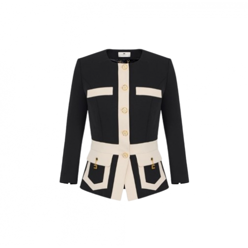 SACOU ELISABETTA FRANCHI,Colour-blocking jacket in double layer crêpe fabric SACOU ELISABETTA FRANCHI,Colour-blocking jacket in double layer crêpe fabric