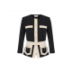 SACOU ELISABETTA FRANCHI,Colour-blocking jacket in double layer crêpe fabric - GIT0156E2EF1 SACOU ELISABETTA FRANCHI,Colour-blocking jacket in double layer crêpe fabric - GIT0156E2EF1