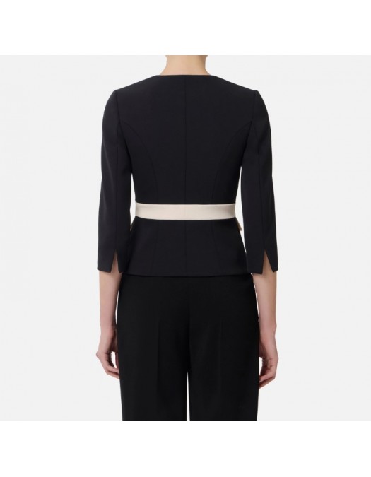 SACOU ELISABETTA FRANCHI,Colour-blocking jacket in double layer crêpe fabric - GIT0156E2EF1 SACOU ELISABETTA FRANCHI,Colour-blocking jacket in double layer crêpe fabric - GIT0156E2EF1