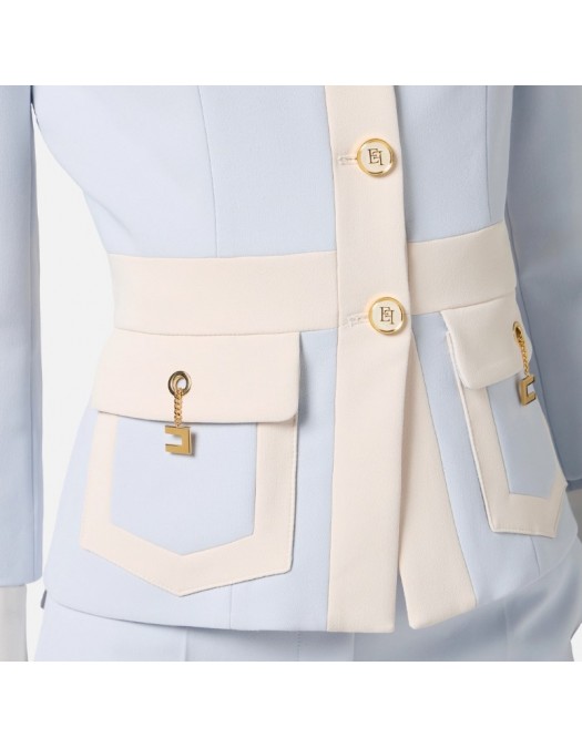 SACOU ELISABETTA FRANCHI, Colour-blocking jacket in double layer crêpe fabric - GIT0156E2EF3