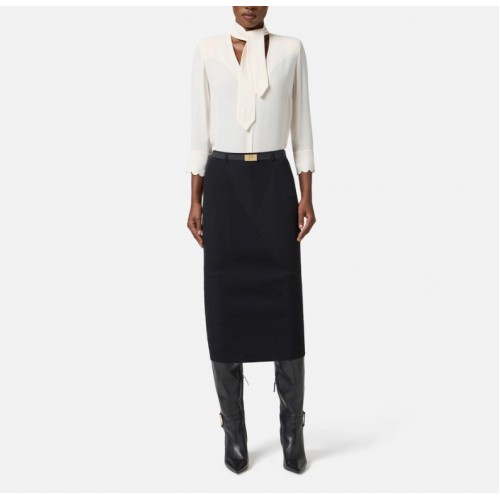 FUSTA ELISABETTA FRANCHI,Skirt in ribbed knit fabric with belt FUSTA ELISABETTA FRANCHI,Skirt in ribbed knit fabric with belt