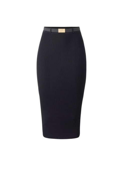 FUSTA ELISABETTA FRANCHI,Skirt in ribbed knit fabric with belt - GK17B56E2110