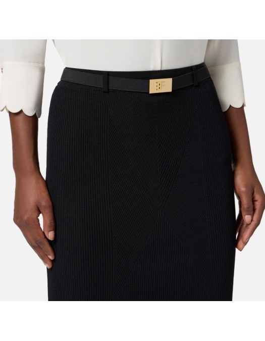FUSTA ELISABETTA FRANCHI,Skirt in ribbed knit fabric with belt - GK17B56E2110