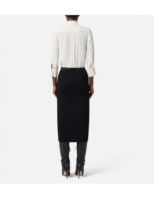 FUSTA ELISABETTA FRANCHI,Skirt in ribbed knit fabric with belt - GK17B56E2110