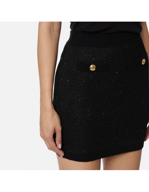 Fusta ELISABETTA FRANCHI,Knit skirt with sequins,Black - GK23T57E2110