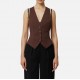 VESTA ELISABETTA FRANCHI, Cotton gabardine waistcoat,Brown - GL00156E2EA3