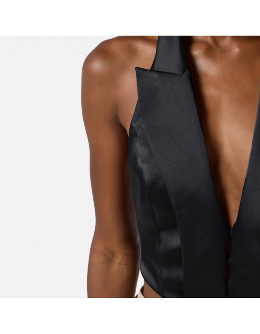 VESTA ELISABETTA FRANCHI, Satin waistcoat with straps - GL00357E2110 VESTA ELISABETTA FRANCHI, Satin waistcoat with straps - GL00357E2110
