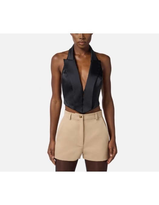 VESTA ELISABETTA FRANCHI, Satin waistcoat with straps - GL00357E2110 VESTA ELISABETTA FRANCHI, Satin waistcoat with straps - GL00357E2110