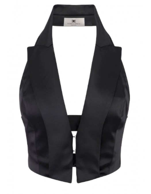 VESTA ELISABETTA FRANCHI, Satin waistcoat with straps - GL00357E2110 VESTA ELISABETTA FRANCHI, Satin waistcoat with straps - GL00357E2110