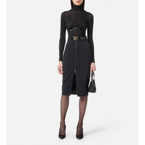 FUSTA ELISABETTA FRANCHI,Skirt in lightweight crêpe fabric with zip FUSTA ELISABETTA FRANCHI,Skirt in lightweight crêpe fabric with zip