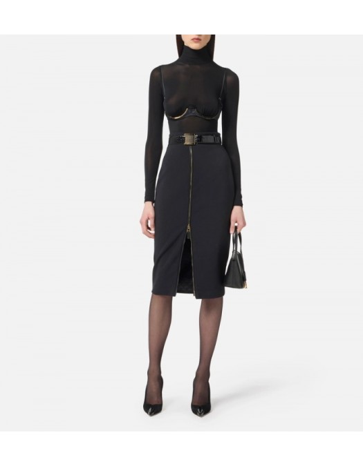 FUSTA ELISABETTA FRANCHI,Skirt in lightweight crêpe fabric with zip - GO13456E2110