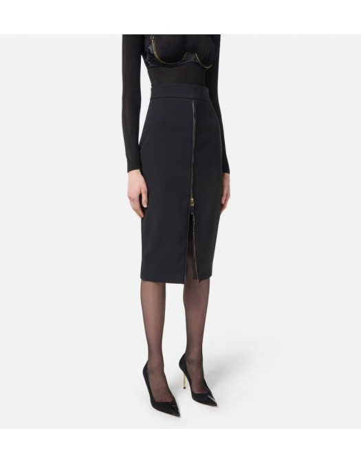 FUSTA ELISABETTA FRANCHI,Skirt in lightweight crêpe fabric with zip - GO13456E2110