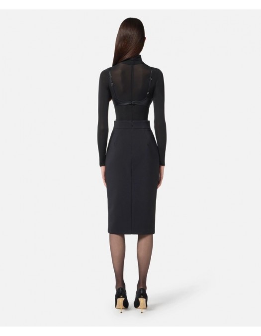 FUSTA ELISABETTA FRANCHI,Skirt in lightweight crêpe fabric with zip - GO13456E2110