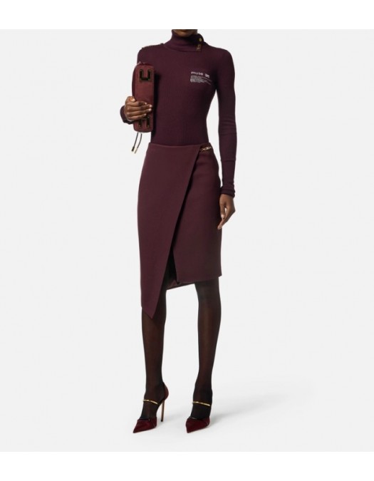 FUSTA ELISABETTA FRANCHI,in crêpe fabric with jewel detail - GO13556E2EA4