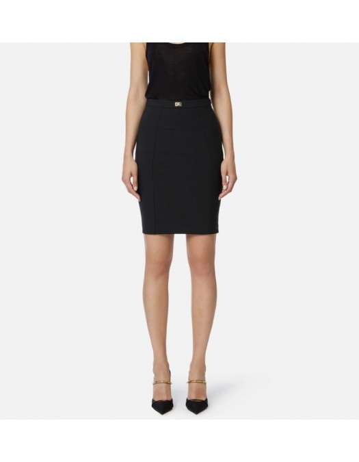 Fusta ELISABETTA FRANCHI, Skirt in bi-elastic fabric with criss-cross laces - GO14757E2110 Fusta ELISABETTA FRANCHI, Skirt in bi-elastic fabric with criss-cross laces - GO14757E2110