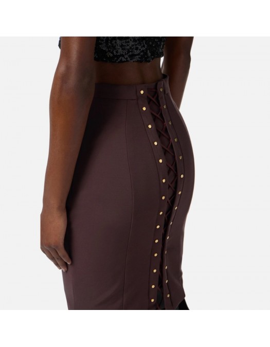 Fusta ELISABETTA FRANCHI, Skirt in bi-elastic fabric with criss-cross laces,Slim - GO14757E2EA4 Fusta ELISABETTA FRANCHI, Skirt in bi-elastic fabric with criss-cross laces,Slim - GO14757E2EA4