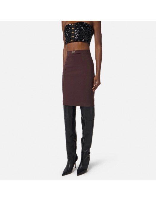 Fusta ELISABETTA FRANCHI, Skirt in bi-elastic fabric with criss-cross laces,Slim - GO14757E2EA4 Fusta ELISABETTA FRANCHI, Skirt in bi-elastic fabric with criss-cross laces,Slim - GO14757E2EA4