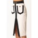 FUSTA ELISABETTA FRANCHI, Midi Skirt Color Block with Logo Charms - GOT0156E2EF1